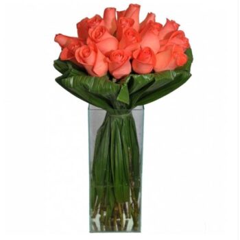 Buquê de Rosas Cor de Rosa no Vidro Grande