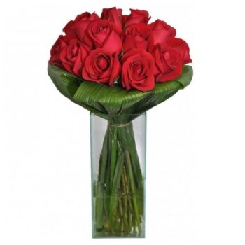 Buquê de Rosas Vermelhas no Vidro Grande